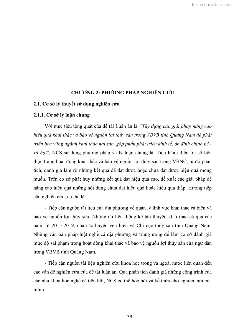 Luận án tiến sĩ khai thác thủy sản Nâng cao hiệu quả khai thác và bảo vệ nguồn lợi thủy sản tại vùng biển ven bờ tỉnh Quảng Nam - 5 Trang 55