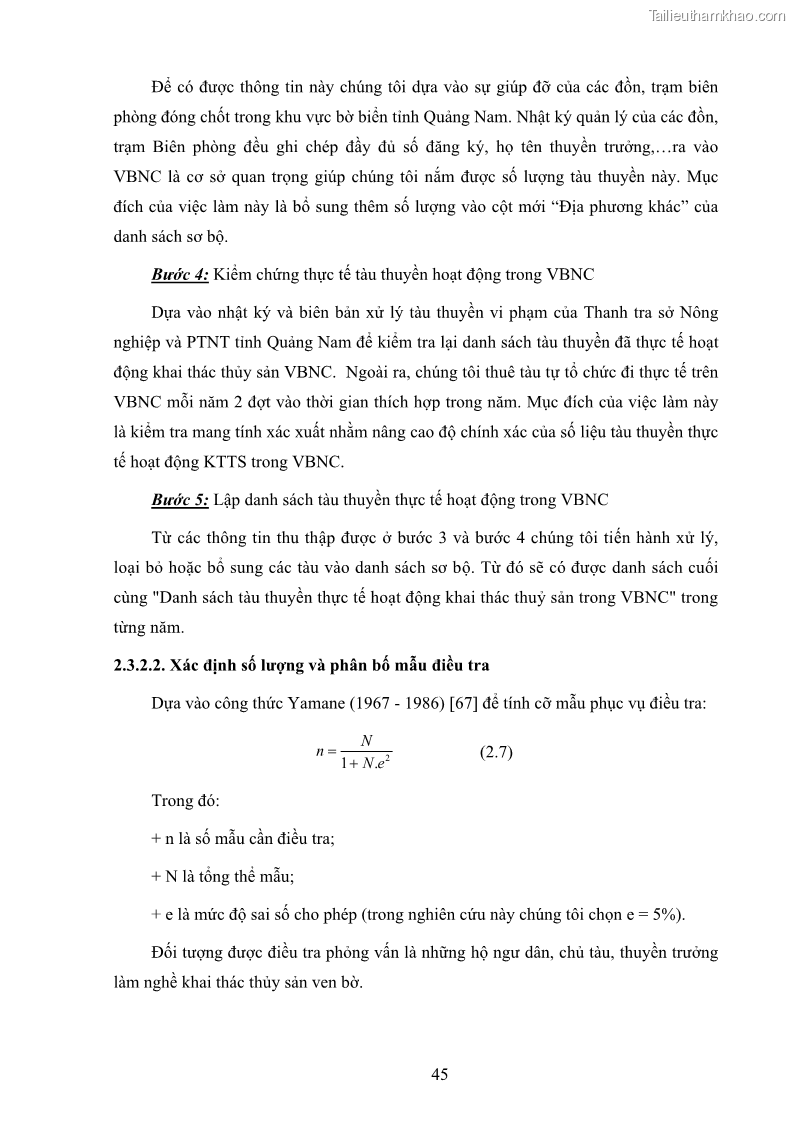Luận án tiến sĩ khai thác thủy sản Nâng cao hiệu quả khai thác và bảo vệ nguồn lợi thủy sản tại vùng biển ven bờ tỉnh Quảng Nam - 6 Trang 61
