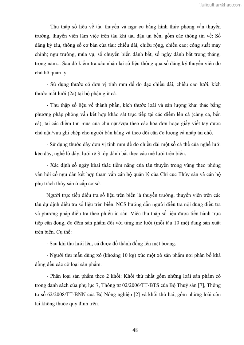 Luận án tiến sĩ khai thác thủy sản Nâng cao hiệu quả khai thác và bảo vệ nguồn lợi thủy sản tại vùng biển ven bờ tỉnh Quảng Nam - 6 Trang 64