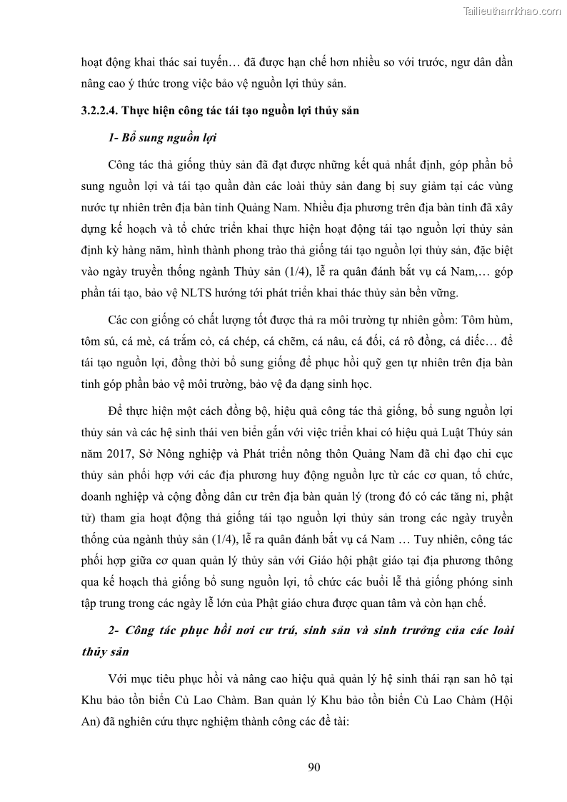 Luận án tiến sĩ khai thác thủy sản Nâng cao hiệu quả khai thác và bảo vệ nguồn lợi thủy sản tại vùng biển ven bờ tỉnh Quảng Nam - 9 Trang 106