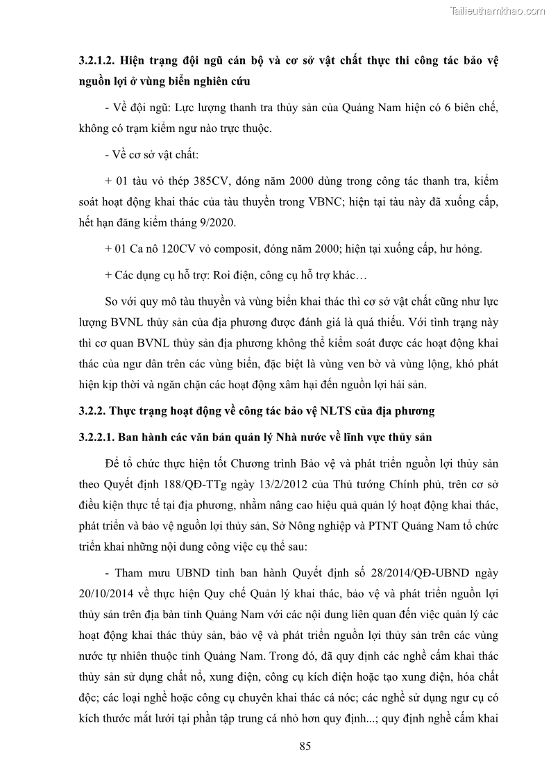 Luận án tiến sĩ khai thác thủy sản Nâng cao hiệu quả khai thác và bảo vệ nguồn lợi thủy sản tại vùng biển ven bờ tỉnh Quảng Nam - 9 Trang 101