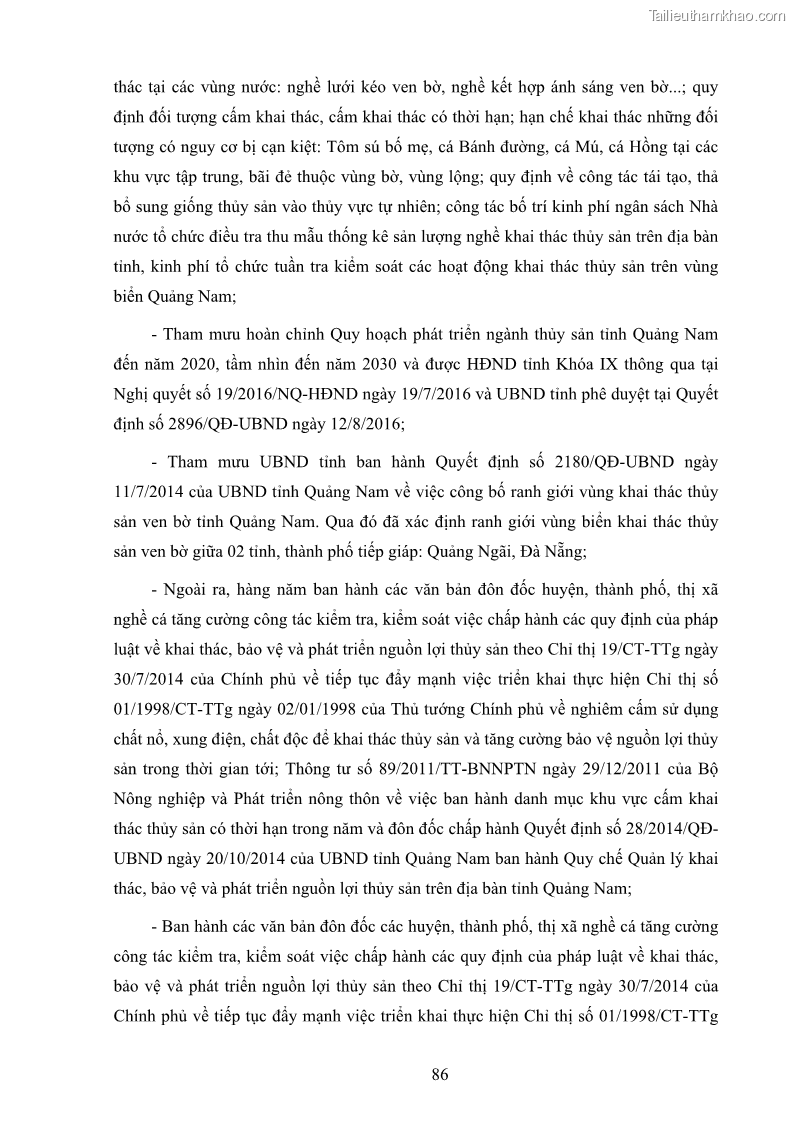Luận án tiến sĩ khai thác thủy sản Nâng cao hiệu quả khai thác và bảo vệ nguồn lợi thủy sản tại vùng biển ven bờ tỉnh Quảng Nam - 9 Trang 102