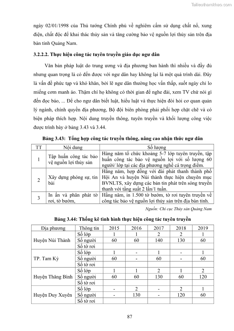 Luận án tiến sĩ khai thác thủy sản Nâng cao hiệu quả khai thác và bảo vệ nguồn lợi thủy sản tại vùng biển ven bờ tỉnh Quảng Nam - 9 Trang 103