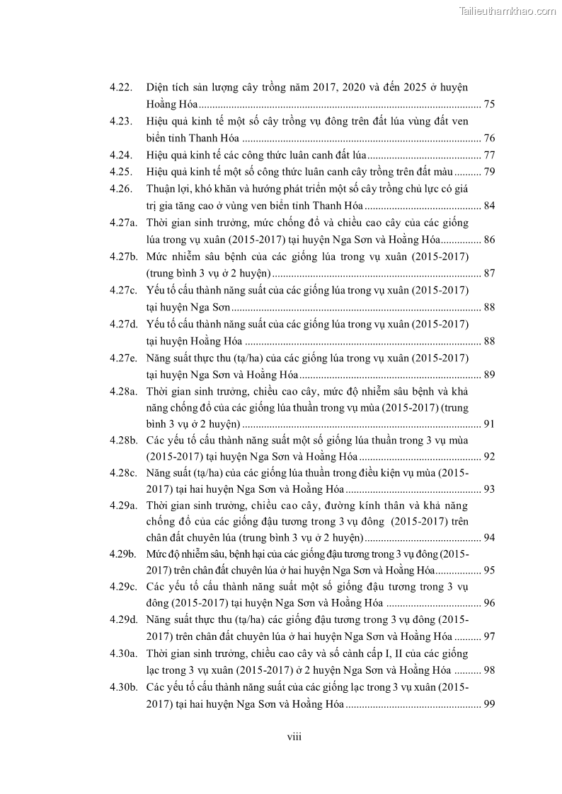 Luận án tiến sĩ khoa học cây trồng Nghiên cứu hiện trạng và cải tiến hệ thống cây trồng trên vùng đất ven biển tỉnh Thanh Hóa - 1 Trang 10