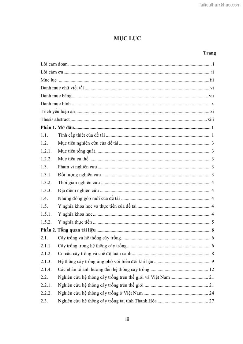 Luận án tiến sĩ khoa học cây trồng Nghiên cứu hiện trạng và cải tiến hệ thống cây trồng trên vùng đất ven biển tỉnh Thanh Hóa - 1 Trang 5
