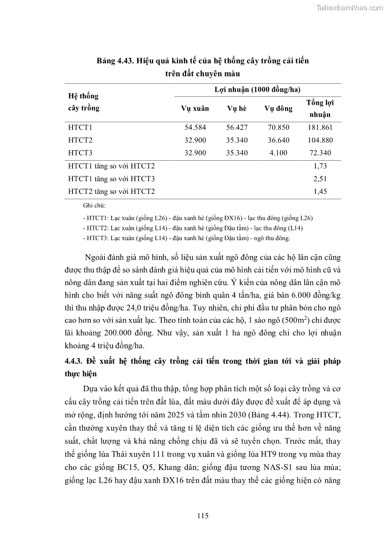 Luận án tiến sĩ khoa học cây trồng Nghiên cứu hiện trạng và cải tiến hệ thống cây trồng trên vùng đất ven biển tỉnh Thanh Hóa - 11 Trang 131