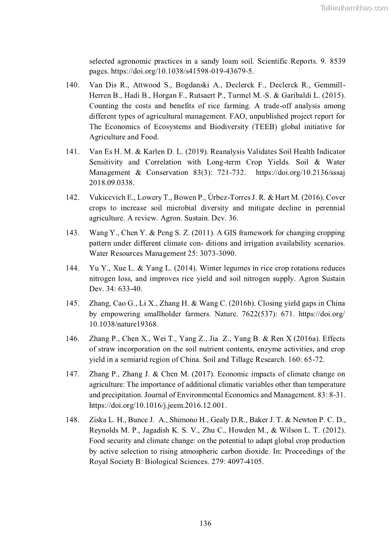 Luận án tiến sĩ khoa học cây trồng Nghiên cứu hiện trạng và cải tiến hệ thống cây trồng trên vùng đất ven biển tỉnh Thanh Hóa - 13 Trang 152