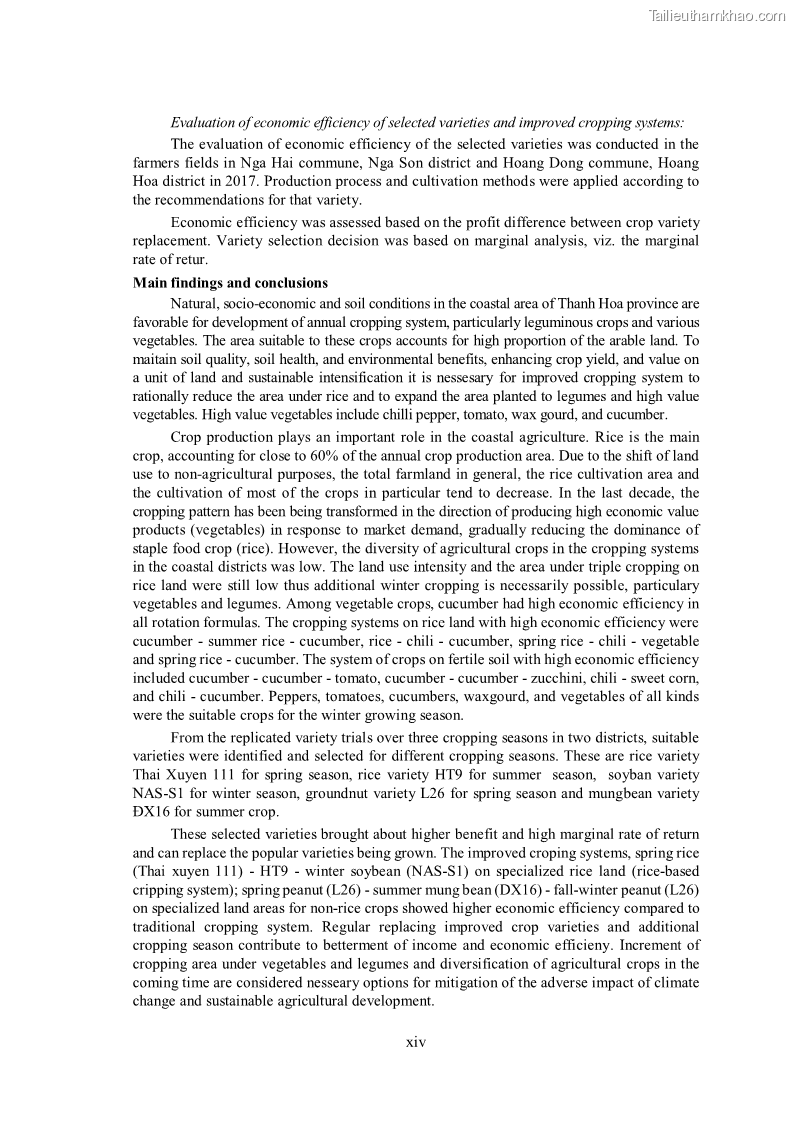 Luận án tiến sĩ khoa học cây trồng Nghiên cứu hiện trạng và cải tiến hệ thống cây trồng trên vùng đất ven biển tỉnh Thanh Hóa - 2 Trang 16