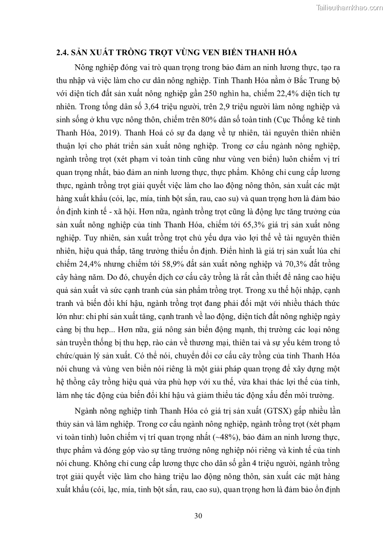 Luận án tiến sĩ khoa học cây trồng Nghiên cứu hiện trạng và cải tiến hệ thống cây trồng trên vùng đất ven biển tỉnh Thanh Hóa - 4 Trang 46