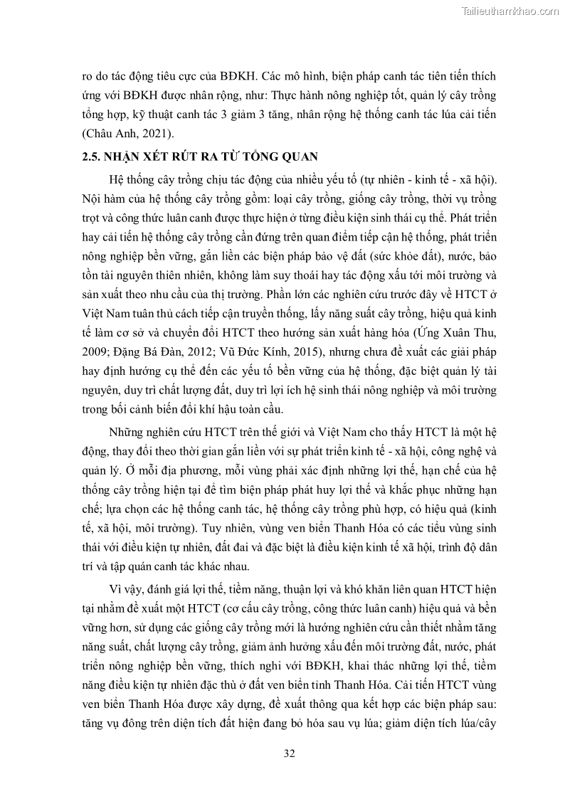 Luận án tiến sĩ khoa học cây trồng Nghiên cứu hiện trạng và cải tiến hệ thống cây trồng trên vùng đất ven biển tỉnh Thanh Hóa - 4 Trang 48