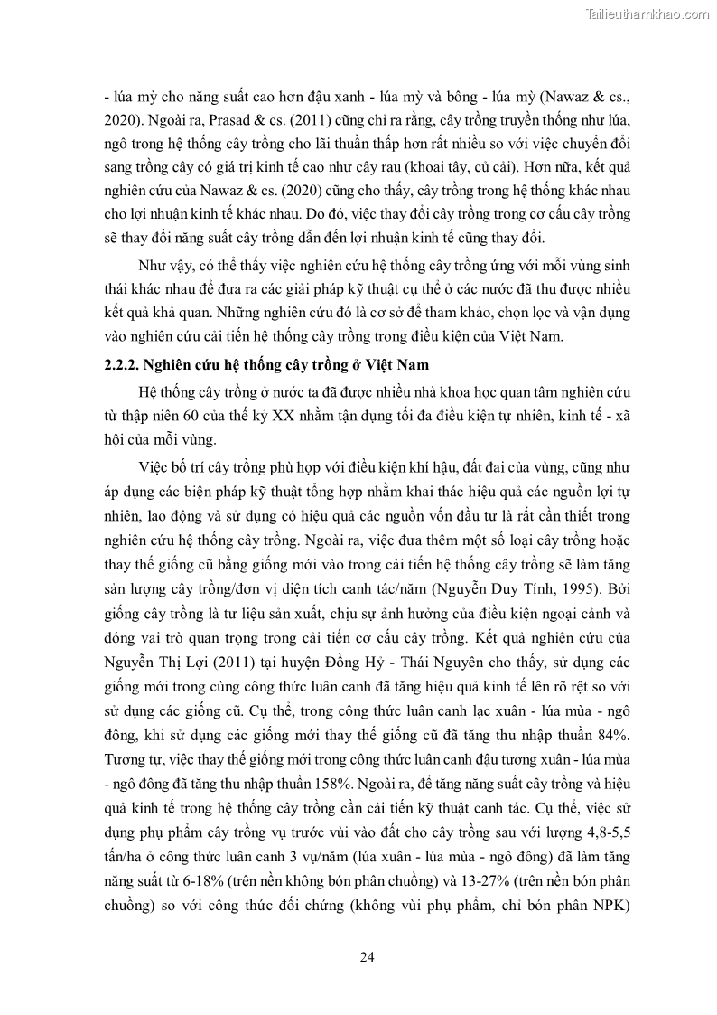 Luận án tiến sĩ khoa học cây trồng Nghiên cứu hiện trạng và cải tiến hệ thống cây trồng trên vùng đất ven biển tỉnh Thanh Hóa - 4 Trang 40