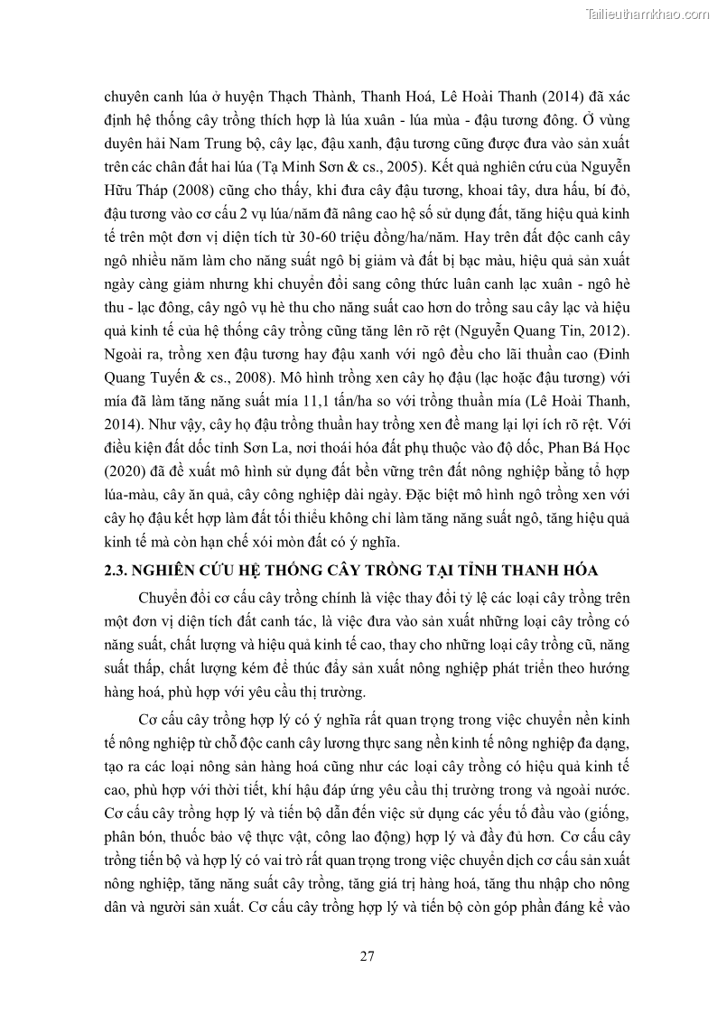 Luận án tiến sĩ khoa học cây trồng Nghiên cứu hiện trạng và cải tiến hệ thống cây trồng trên vùng đất ven biển tỉnh Thanh Hóa - 4 Trang 43
