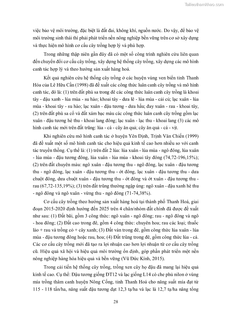 Luận án tiến sĩ khoa học cây trồng Nghiên cứu hiện trạng và cải tiến hệ thống cây trồng trên vùng đất ven biển tỉnh Thanh Hóa - 4 Trang 44