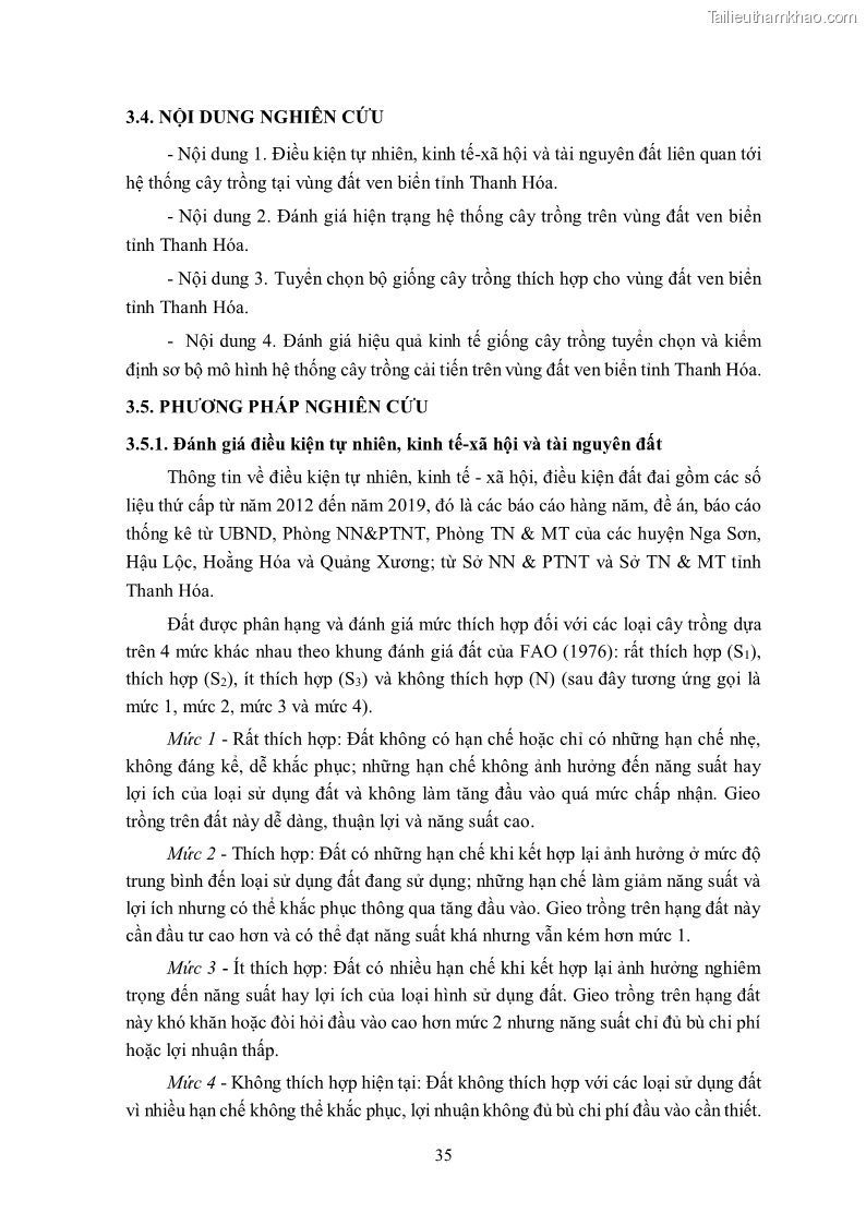 Luận án tiến sĩ khoa học cây trồng Nghiên cứu hiện trạng và cải tiến hệ thống cây trồng trên vùng đất ven biển tỉnh Thanh Hóa - 5 Trang 51