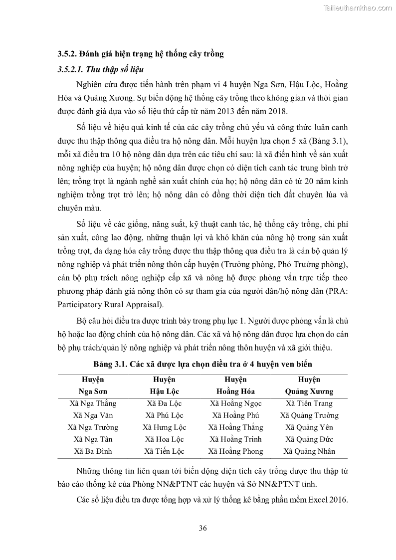 Luận án tiến sĩ khoa học cây trồng Nghiên cứu hiện trạng và cải tiến hệ thống cây trồng trên vùng đất ven biển tỉnh Thanh Hóa - 5 Trang 52