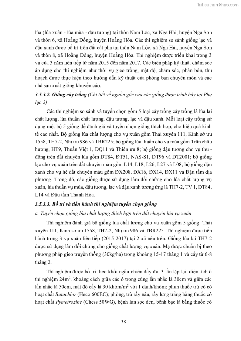 Luận án tiến sĩ khoa học cây trồng Nghiên cứu hiện trạng và cải tiến hệ thống cây trồng trên vùng đất ven biển tỉnh Thanh Hóa - 5 Trang 54