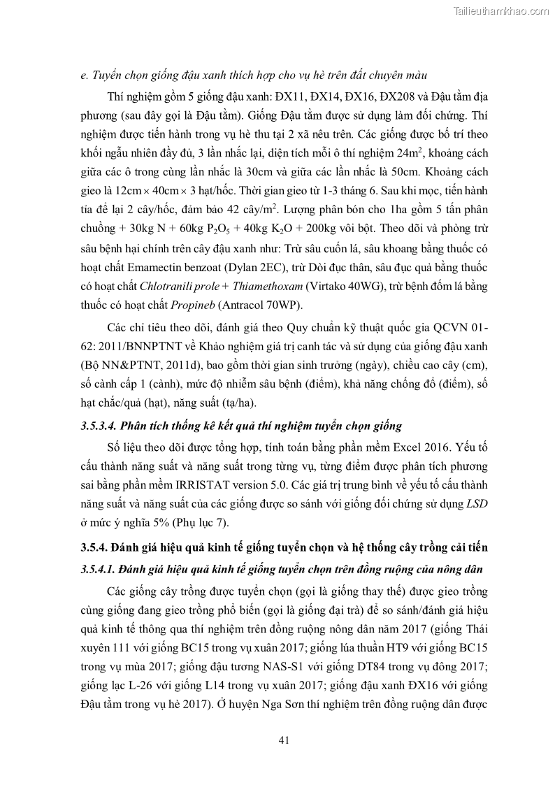 Luận án tiến sĩ khoa học cây trồng Nghiên cứu hiện trạng và cải tiến hệ thống cây trồng trên vùng đất ven biển tỉnh Thanh Hóa - 5 Trang 57
