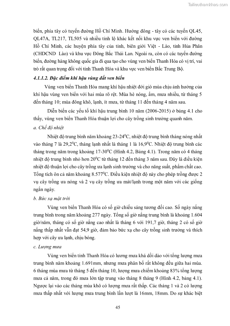 Luận án tiến sĩ khoa học cây trồng Nghiên cứu hiện trạng và cải tiến hệ thống cây trồng trên vùng đất ven biển tỉnh Thanh Hóa - 6 Trang 61