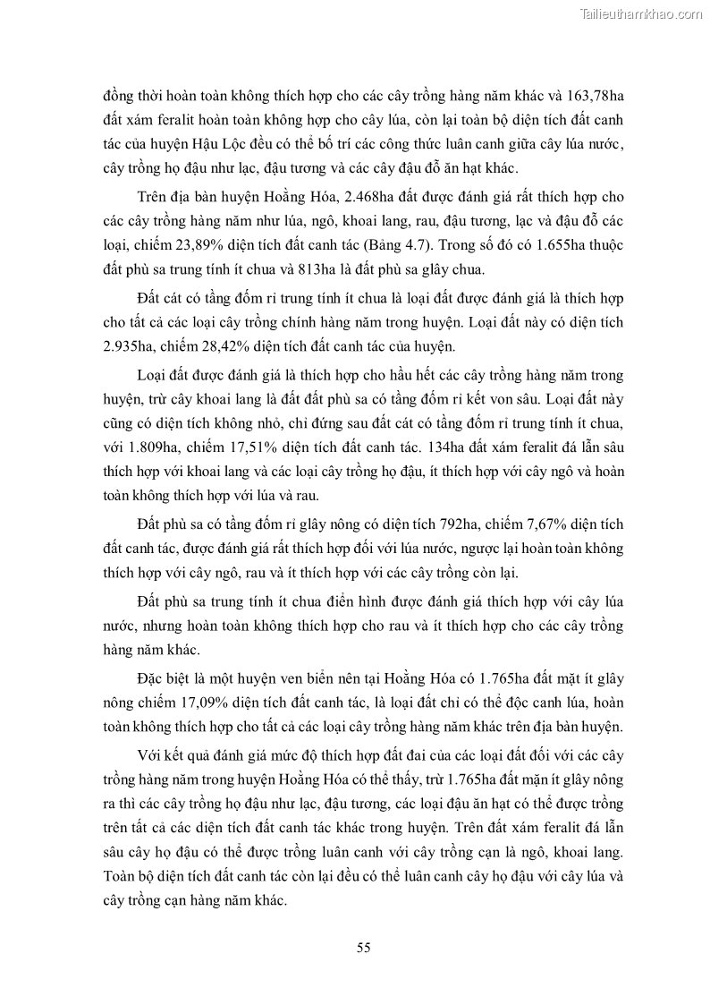 Luận án tiến sĩ khoa học cây trồng Nghiên cứu hiện trạng và cải tiến hệ thống cây trồng trên vùng đất ven biển tỉnh Thanh Hóa - 6 Trang 71