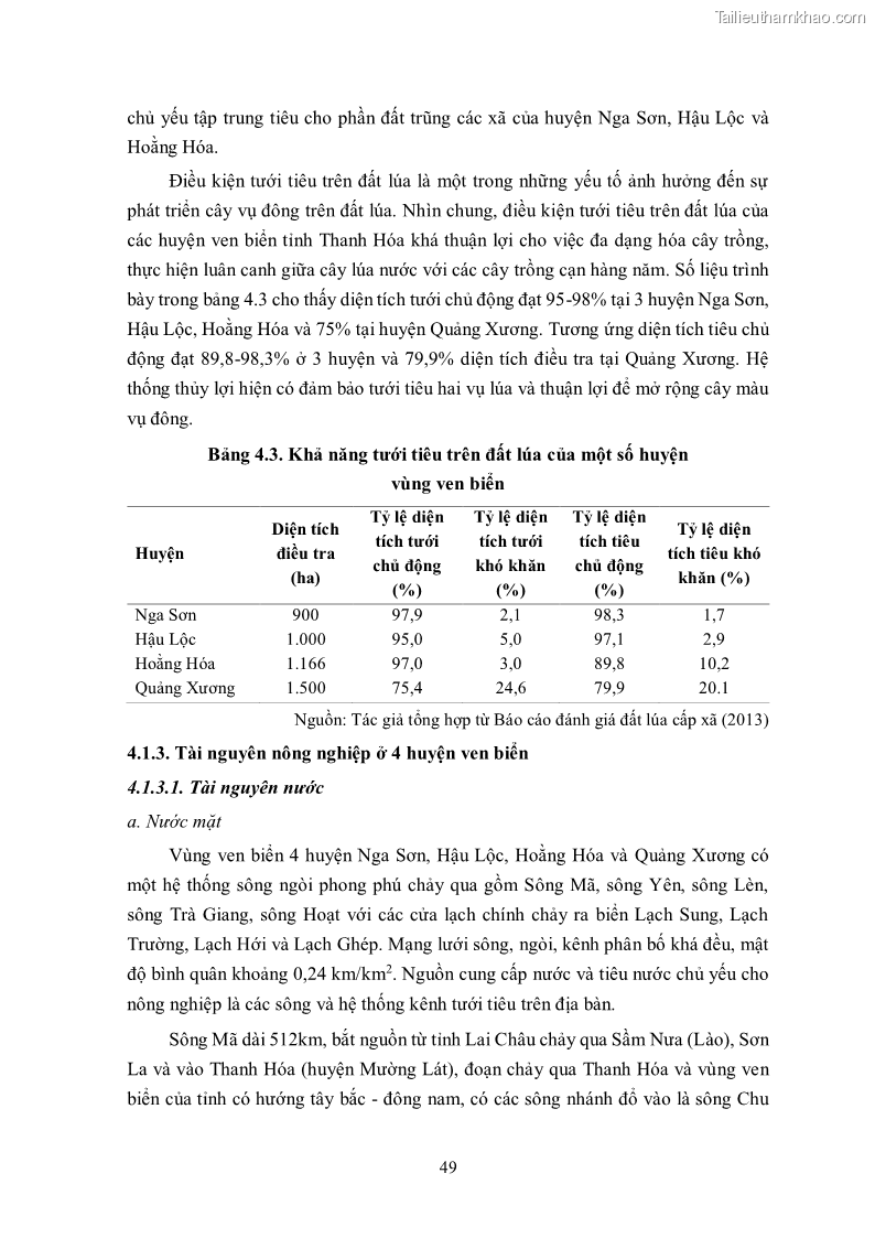 Luận án tiến sĩ khoa học cây trồng Nghiên cứu hiện trạng và cải tiến hệ thống cây trồng trên vùng đất ven biển tỉnh Thanh Hóa - 6 Trang 65