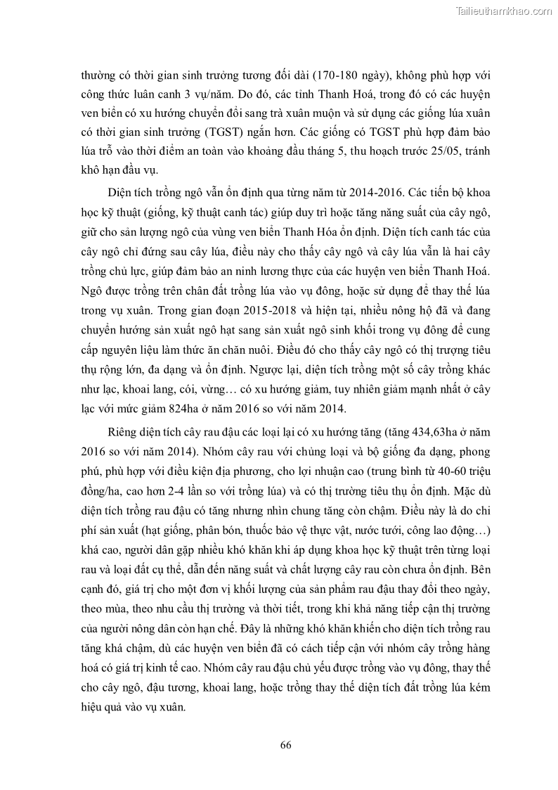 Luận án tiến sĩ khoa học cây trồng Nghiên cứu hiện trạng và cải tiến hệ thống cây trồng trên vùng đất ven biển tỉnh Thanh Hóa - 7 Trang 82