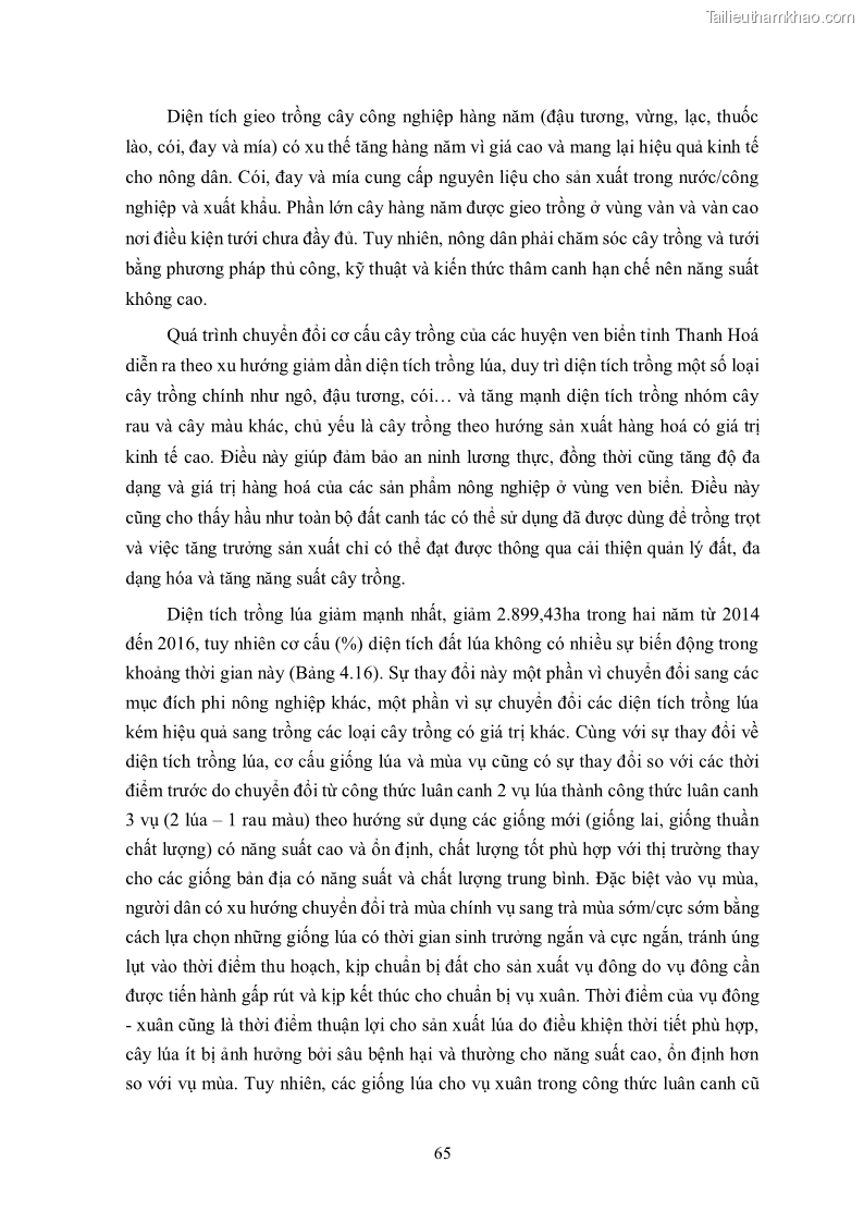 Luận án tiến sĩ khoa học cây trồng Nghiên cứu hiện trạng và cải tiến hệ thống cây trồng trên vùng đất ven biển tỉnh Thanh Hóa - 7 Trang 81