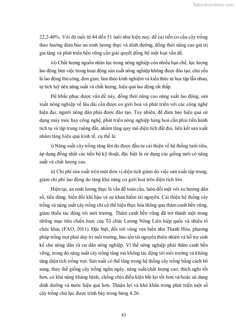 Luận án tiến sĩ khoa học cây trồng Nghiên cứu hiện trạng và cải tiến hệ thống cây trồng trên vùng đất ven biển tỉnh Thanh Hóa - 9 Trang 99