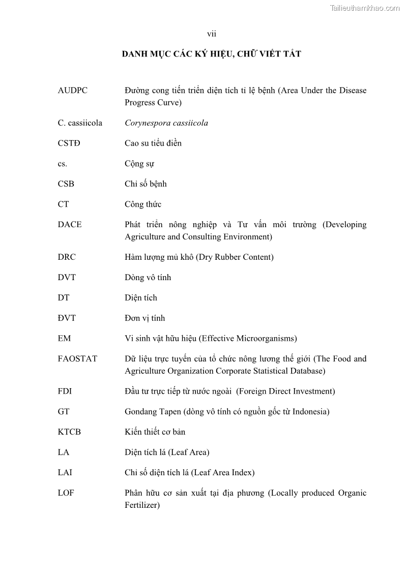 Luận án tiến sĩ khoa học cây trồng Nghiên cứu một số biện pháp kỹ thuật canh tác phù hợp cho cây cao su tiểu điền tại Thừa Thiên Huế - 1 Trang 9