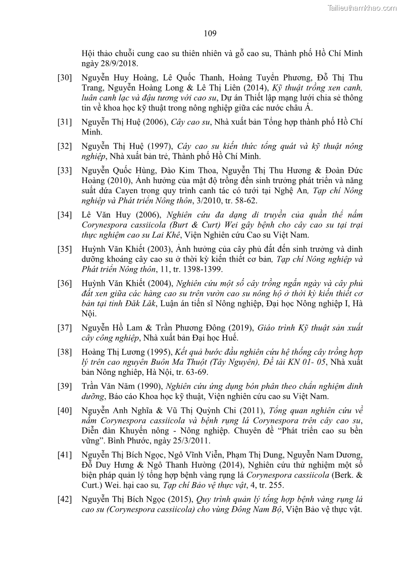 Luận án tiến sĩ khoa học cây trồng Nghiên cứu một số biện pháp kỹ thuật canh tác phù hợp cho cây cao su tiểu điền tại Thừa Thiên Huế - 11 Trang 123