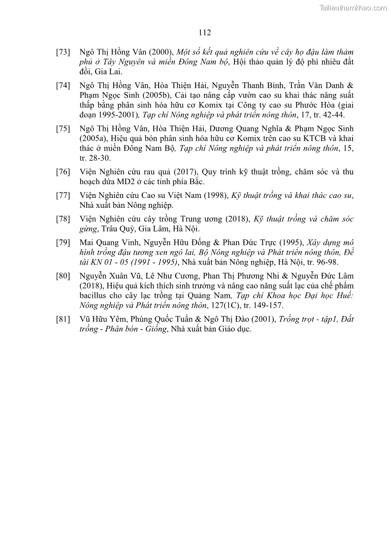 Luận án tiến sĩ khoa học cây trồng Nghiên cứu một số biện pháp kỹ thuật canh tác phù hợp cho cây cao su tiểu điền tại Thừa Thiên Huế - 11 Trang 126
