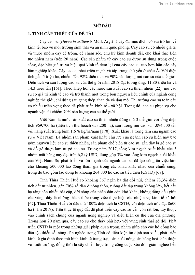 Luận án tiến sĩ khoa học cây trồng Nghiên cứu một số biện pháp kỹ thuật canh tác phù hợp cho cây cao su tiểu điền tại Thừa Thiên Huế - 2 Trang 15