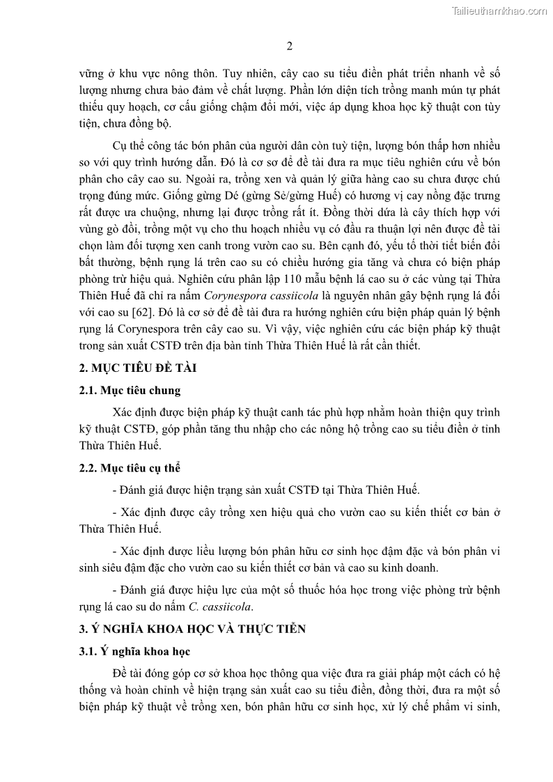 Luận án tiến sĩ khoa học cây trồng Nghiên cứu một số biện pháp kỹ thuật canh tác phù hợp cho cây cao su tiểu điền tại Thừa Thiên Huế - 2 Trang 16