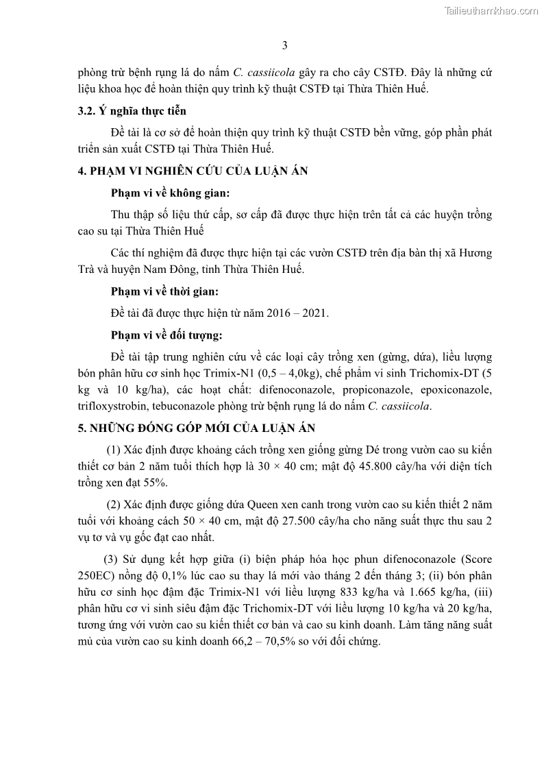 Luận án tiến sĩ khoa học cây trồng Nghiên cứu một số biện pháp kỹ thuật canh tác phù hợp cho cây cao su tiểu điền tại Thừa Thiên Huế - 2 Trang 17
