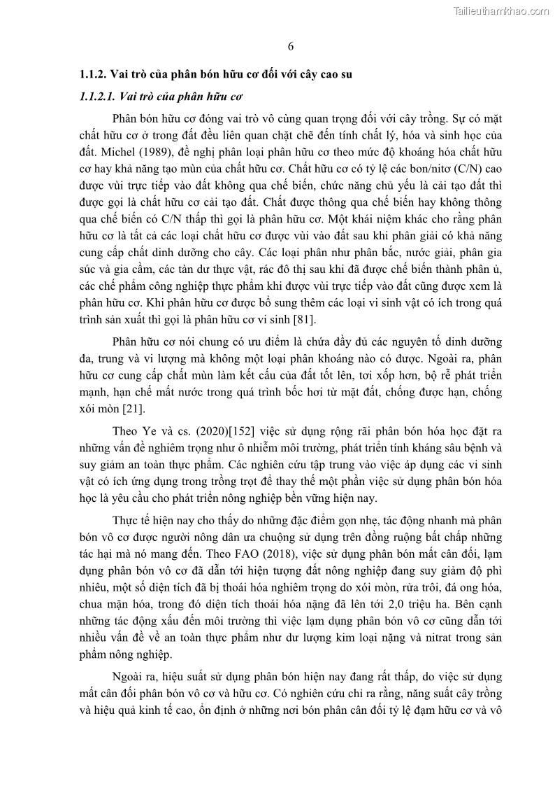 Luận án tiến sĩ khoa học cây trồng Nghiên cứu một số biện pháp kỹ thuật canh tác phù hợp cho cây cao su tiểu điền tại Thừa Thiên Huế - 2 Trang 20