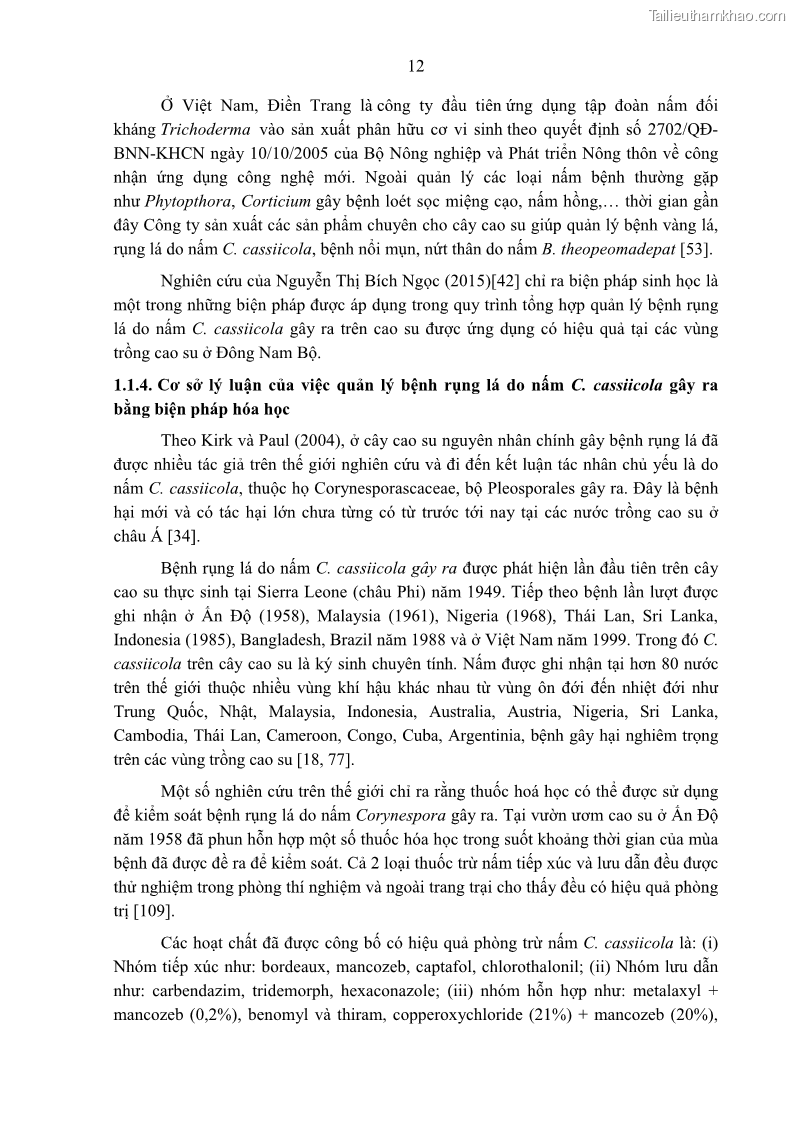 Luận án tiến sĩ khoa học cây trồng Nghiên cứu một số biện pháp kỹ thuật canh tác phù hợp cho cây cao su tiểu điền tại Thừa Thiên Huế - 3 Trang 26