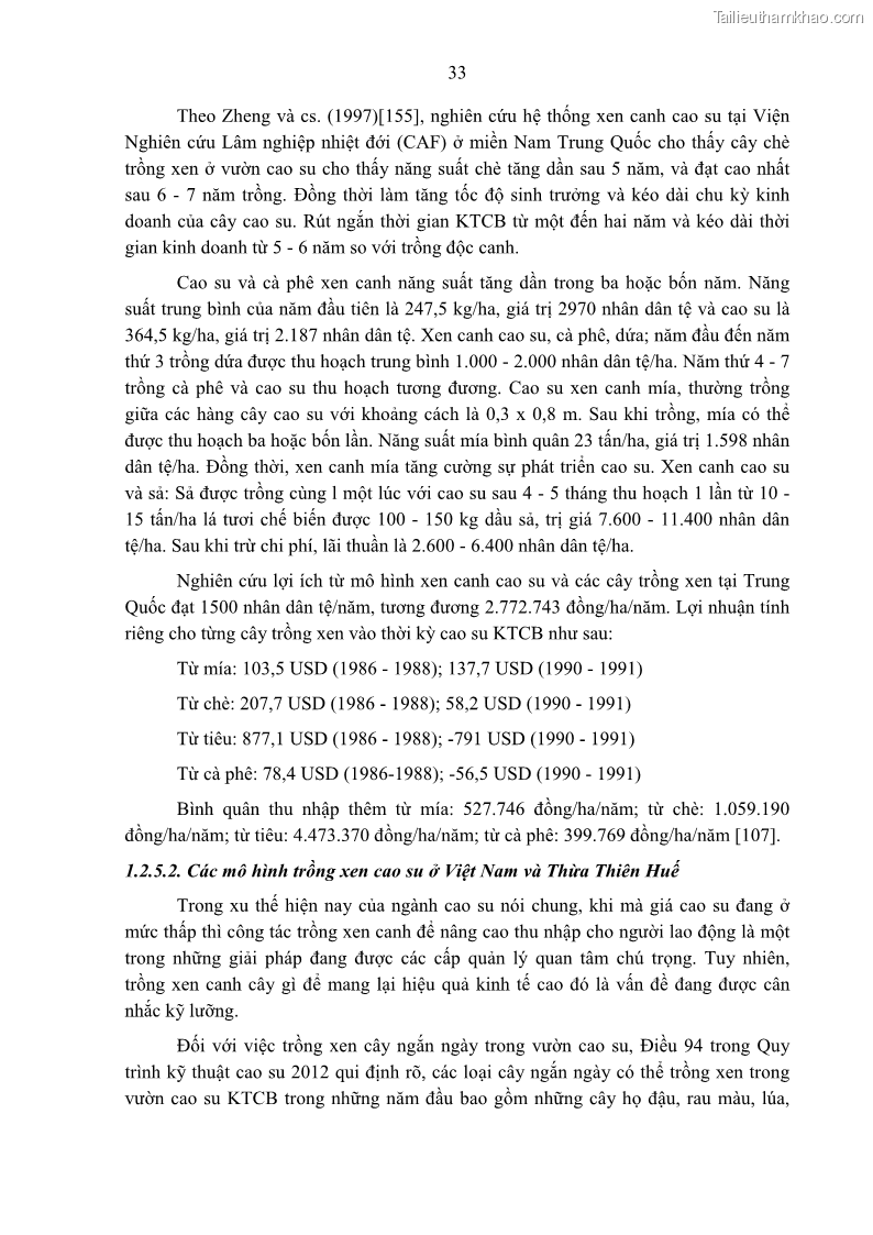 Luận án tiến sĩ khoa học cây trồng Nghiên cứu một số biện pháp kỹ thuật canh tác phù hợp cho cây cao su tiểu điền tại Thừa Thiên Huế - 4 Trang 47