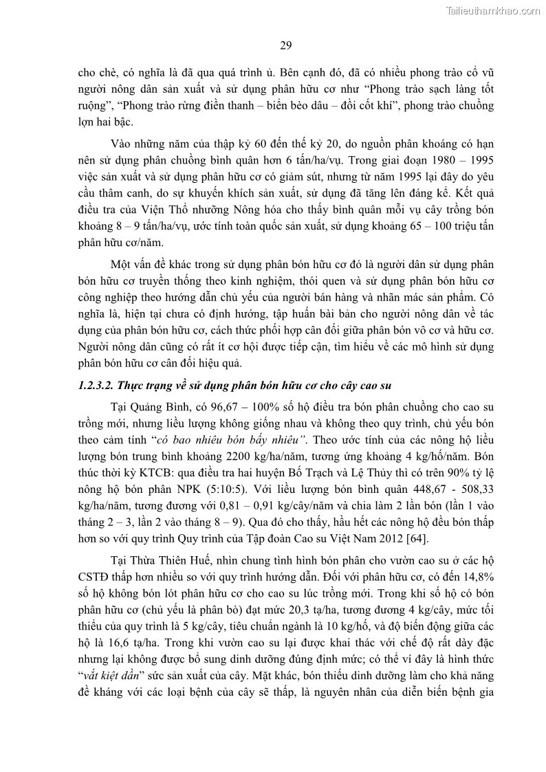 Luận án tiến sĩ khoa học cây trồng Nghiên cứu một số biện pháp kỹ thuật canh tác phù hợp cho cây cao su tiểu điền tại Thừa Thiên Huế - 4 Trang 43