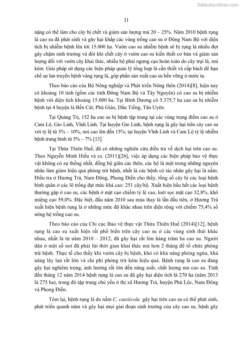 Luận án tiến sĩ khoa học cây trồng Nghiên cứu một số biện pháp kỹ thuật canh tác phù hợp cho cây cao su tiểu điền tại Thừa Thiên Huế - 4 Trang 45