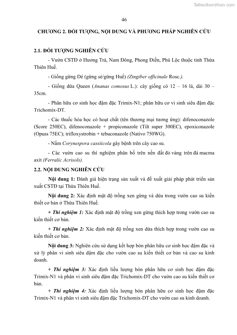 Luận án tiến sĩ khoa học cây trồng Nghiên cứu một số biện pháp kỹ thuật canh tác phù hợp cho cây cao su tiểu điền tại Thừa Thiên Huế - 5 Trang 60