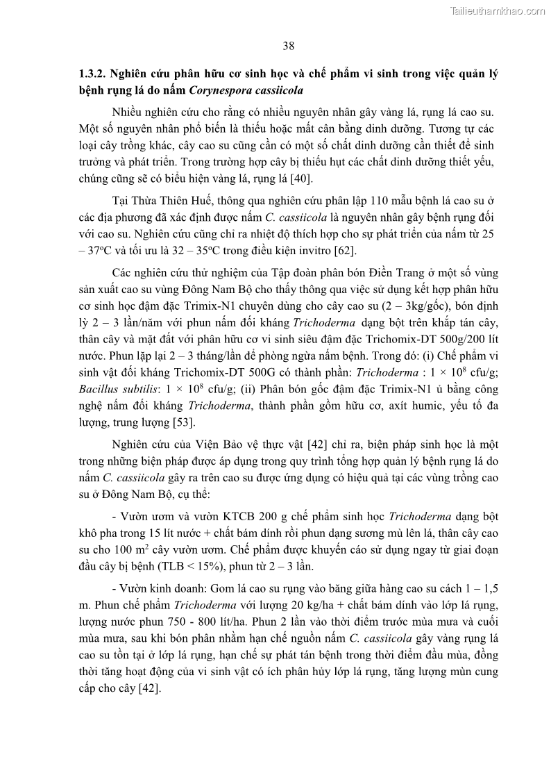 Luận án tiến sĩ khoa học cây trồng Nghiên cứu một số biện pháp kỹ thuật canh tác phù hợp cho cây cao su tiểu điền tại Thừa Thiên Huế - 5 Trang 52