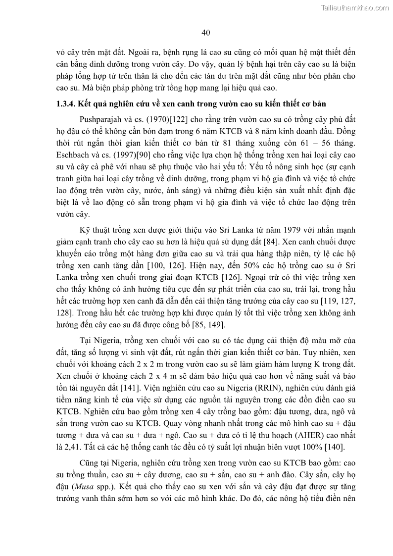 Luận án tiến sĩ khoa học cây trồng Nghiên cứu một số biện pháp kỹ thuật canh tác phù hợp cho cây cao su tiểu điền tại Thừa Thiên Huế - 5 Trang 54