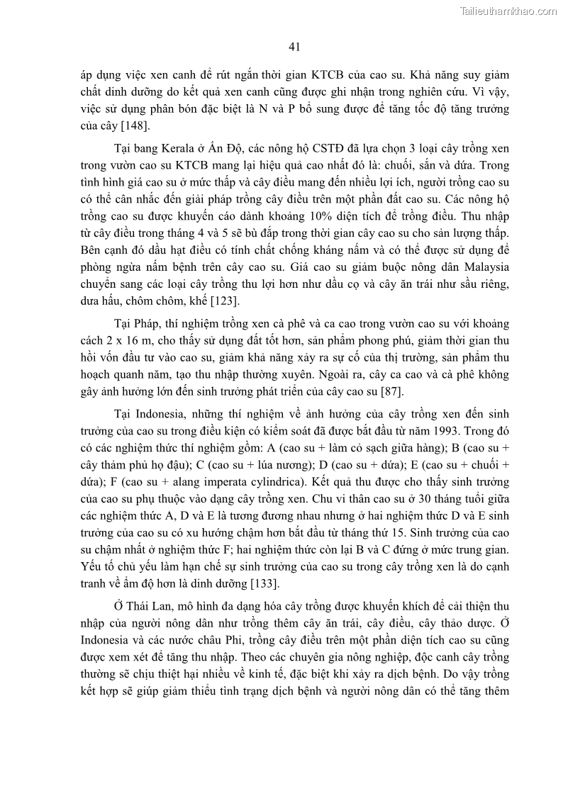 Luận án tiến sĩ khoa học cây trồng Nghiên cứu một số biện pháp kỹ thuật canh tác phù hợp cho cây cao su tiểu điền tại Thừa Thiên Huế - 5 Trang 55