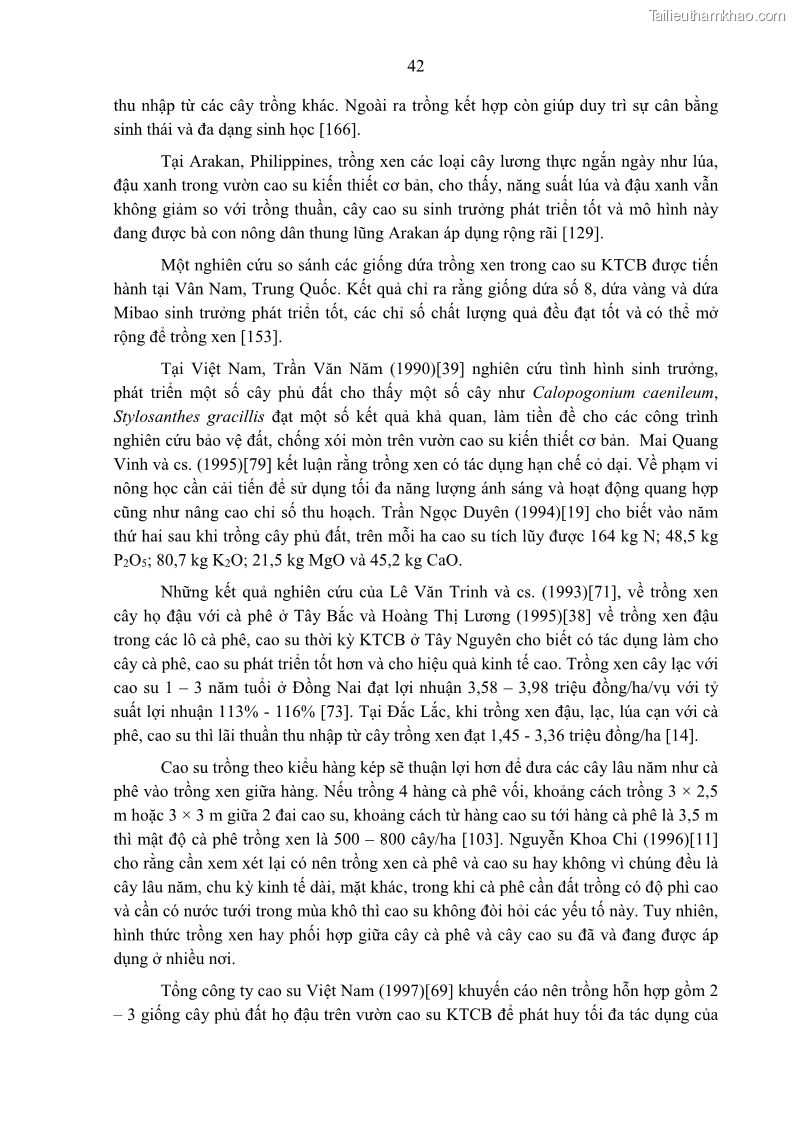 Luận án tiến sĩ khoa học cây trồng Nghiên cứu một số biện pháp kỹ thuật canh tác phù hợp cho cây cao su tiểu điền tại Thừa Thiên Huế - 5 Trang 56