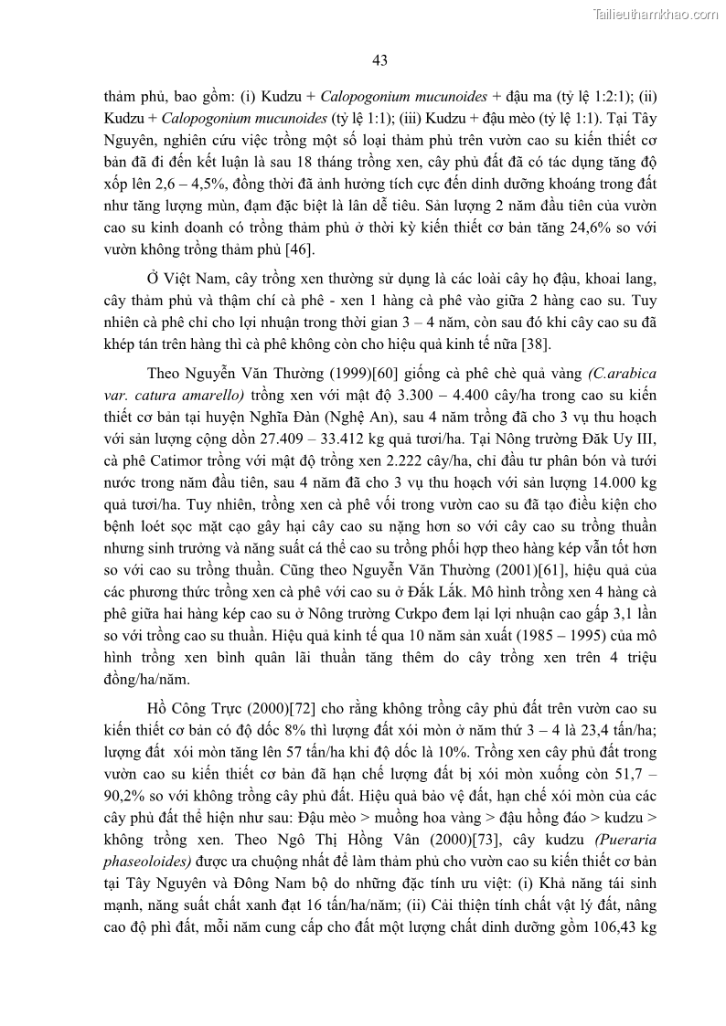 Luận án tiến sĩ khoa học cây trồng Nghiên cứu một số biện pháp kỹ thuật canh tác phù hợp cho cây cao su tiểu điền tại Thừa Thiên Huế - 5 Trang 57