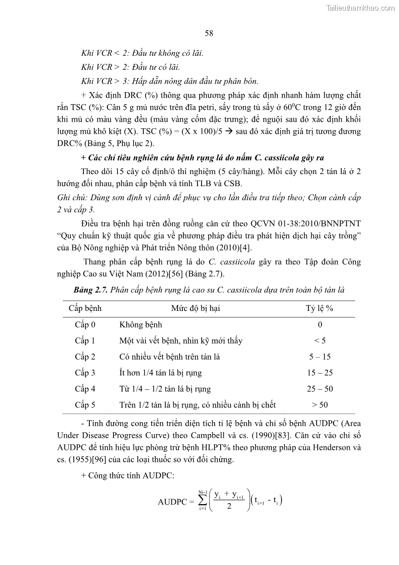 Luận án tiến sĩ khoa học cây trồng Nghiên cứu một số biện pháp kỹ thuật canh tác phù hợp cho cây cao su tiểu điền tại Thừa Thiên Huế - 6 Trang 72