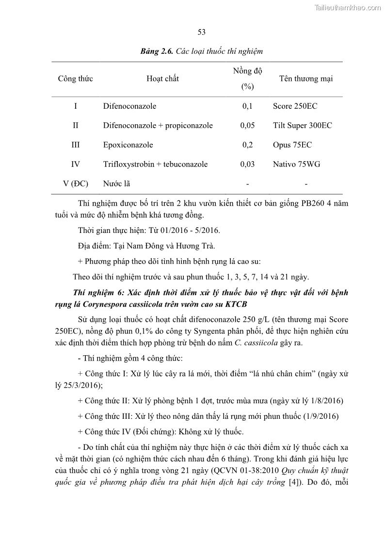 Luận án tiến sĩ khoa học cây trồng Nghiên cứu một số biện pháp kỹ thuật canh tác phù hợp cho cây cao su tiểu điền tại Thừa Thiên Huế - 6 Trang 67