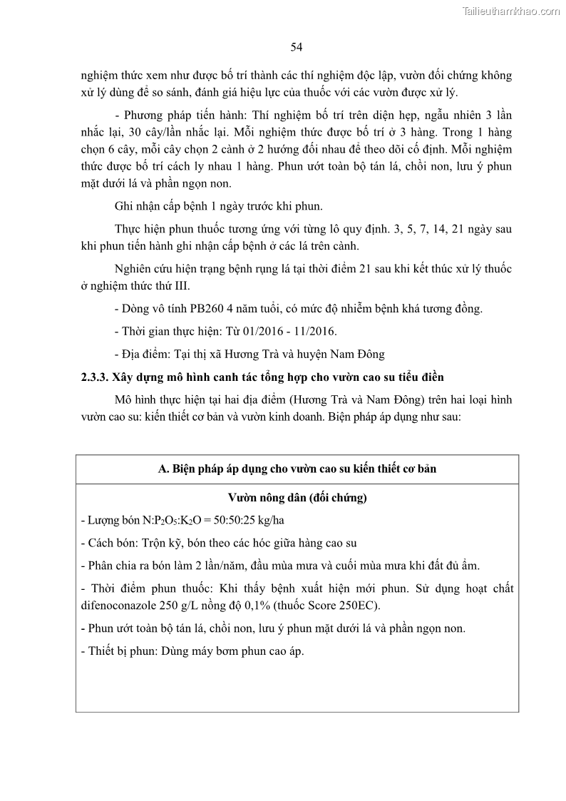 Luận án tiến sĩ khoa học cây trồng Nghiên cứu một số biện pháp kỹ thuật canh tác phù hợp cho cây cao su tiểu điền tại Thừa Thiên Huế - 6 Trang 68
