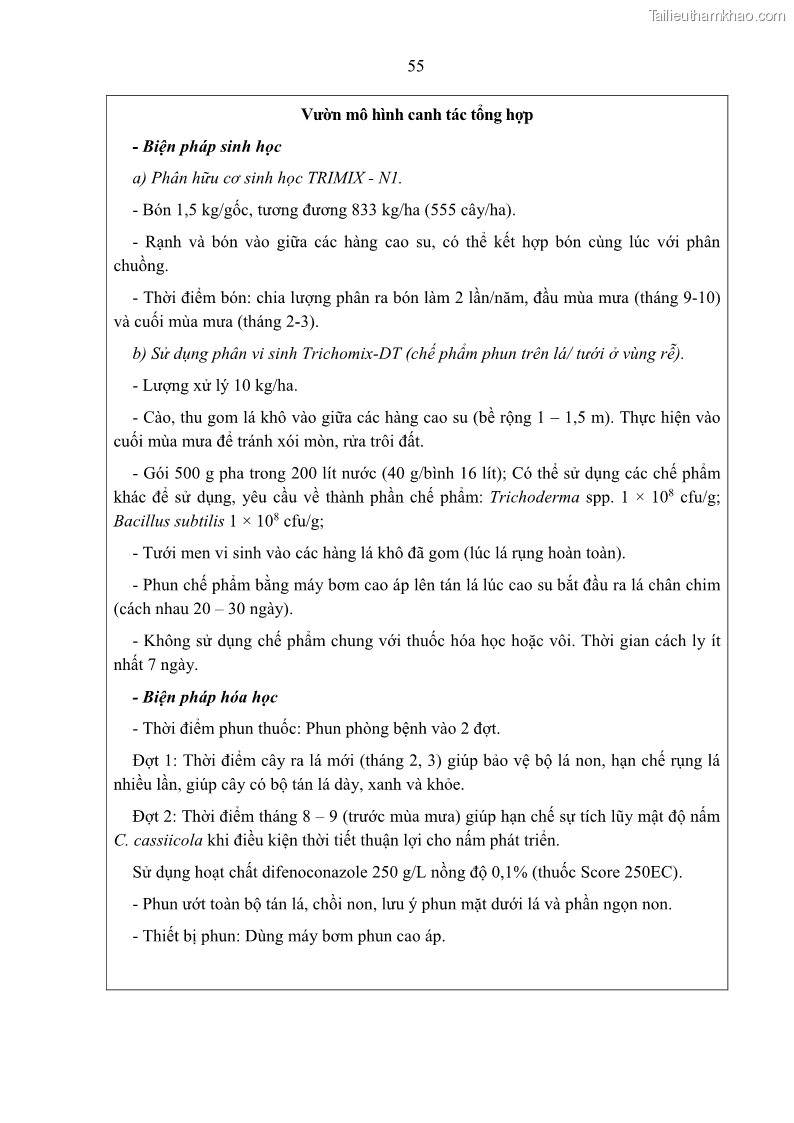 Luận án tiến sĩ khoa học cây trồng Nghiên cứu một số biện pháp kỹ thuật canh tác phù hợp cho cây cao su tiểu điền tại Thừa Thiên Huế - 6 Trang 69