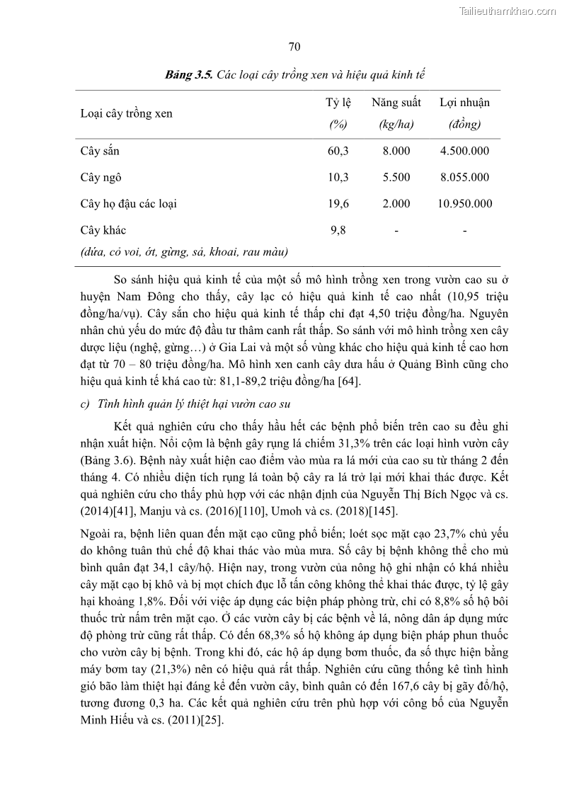 Luận án tiến sĩ khoa học cây trồng Nghiên cứu một số biện pháp kỹ thuật canh tác phù hợp cho cây cao su tiểu điền tại Thừa Thiên Huế - 7 Trang 84