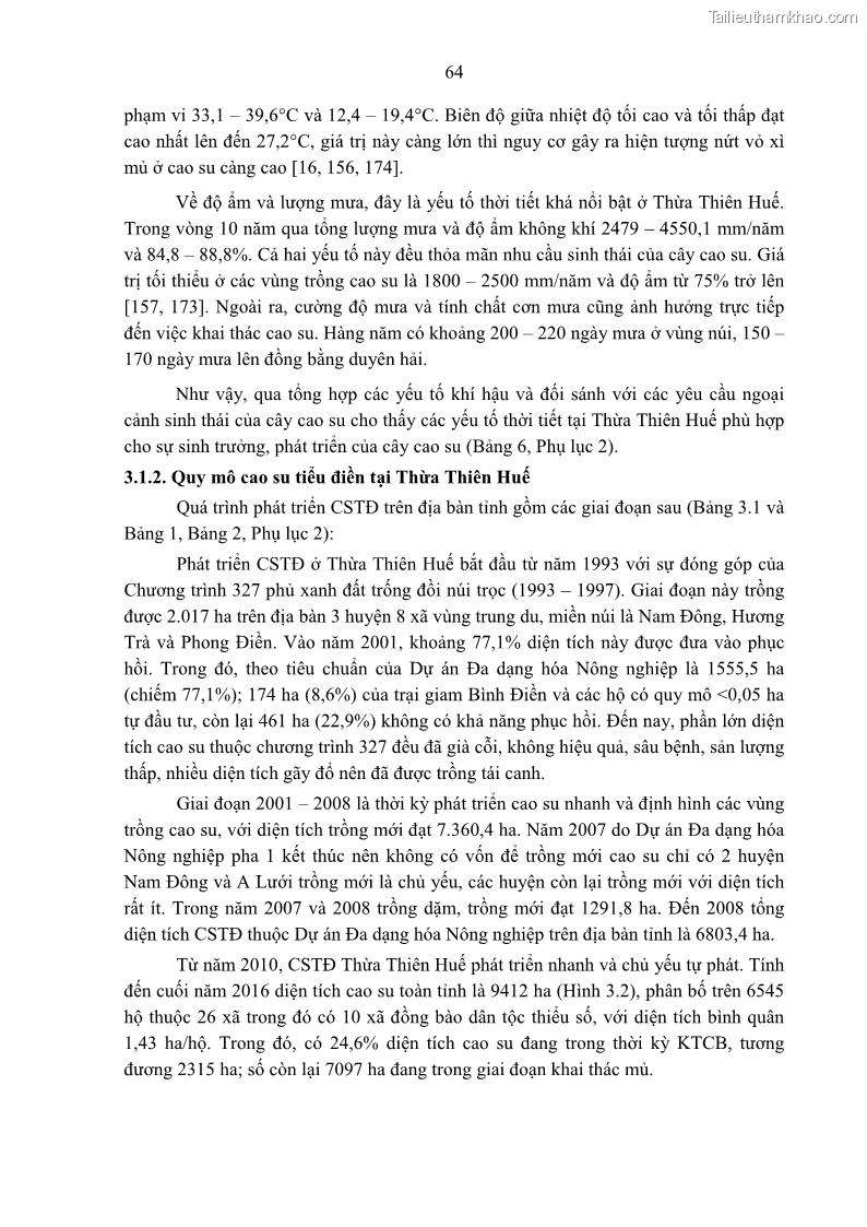Luận án tiến sĩ khoa học cây trồng Nghiên cứu một số biện pháp kỹ thuật canh tác phù hợp cho cây cao su tiểu điền tại Thừa Thiên Huế - 7 Trang 78